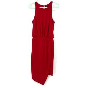 Banana Republic Size XS Red Sleeveless Dress Asymmetrical Hem Faux Wrap‎ NWT